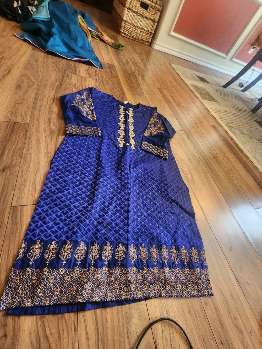 Elegant Royal Blue Embroidered Women's Kurta Kurti